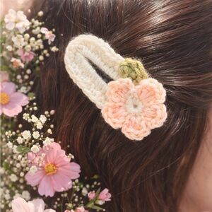 Handmade Crochet Snap-on Hair Clips, Set of 2, Gift for Women, Kids, and Babies